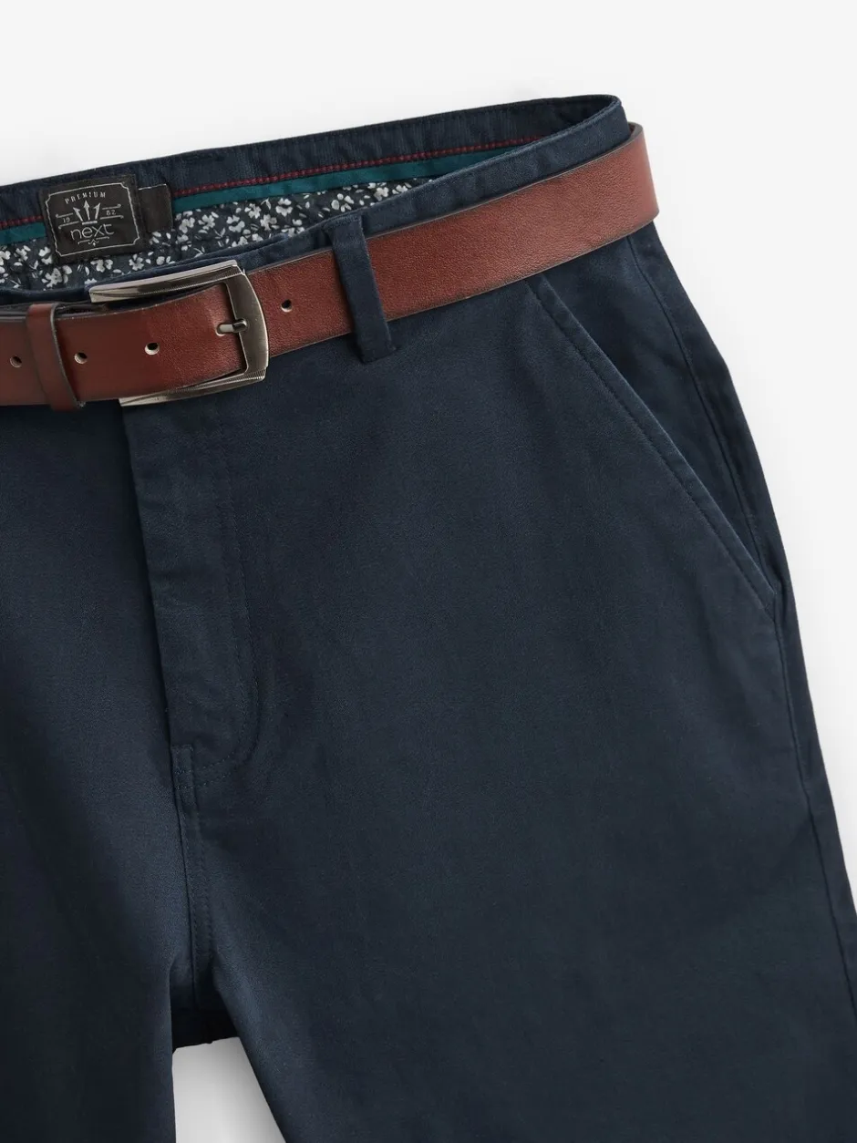 Broeken En Chino's|Next - Straight fit - Zachte chino met riem Donkerblauw