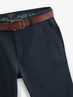 Broeken En Chino's|Next - Straight fit - Zachte chino met riem Donkerblauw