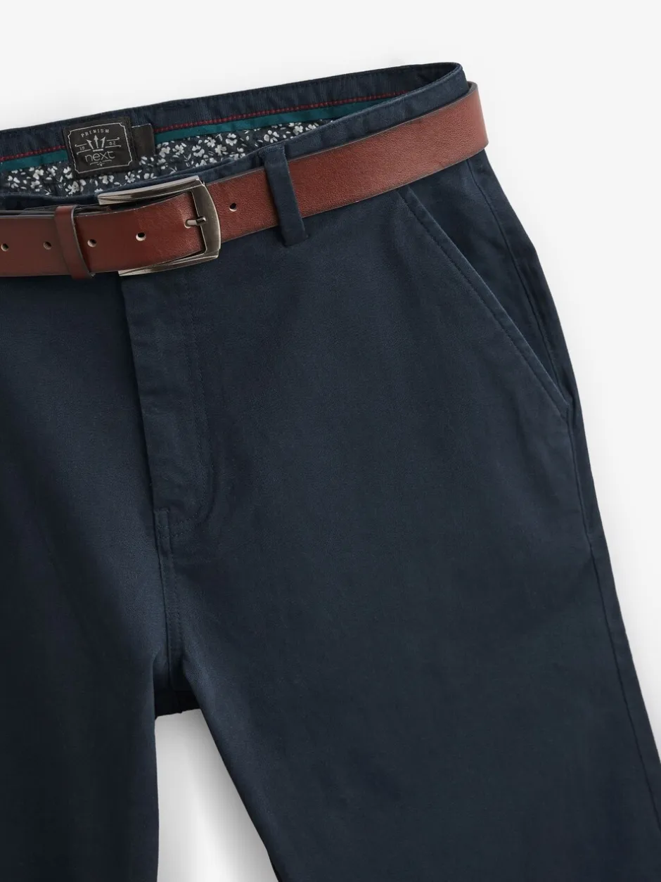 Broeken En Chino's|Next - Straight fit - Zachte chino met riem Donkerblauw