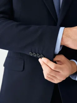 Blazers En Business-Jasjes|Pakken|Next - Strakke Pasvorm - Kostuum met textuur: colbert Donkerblauw