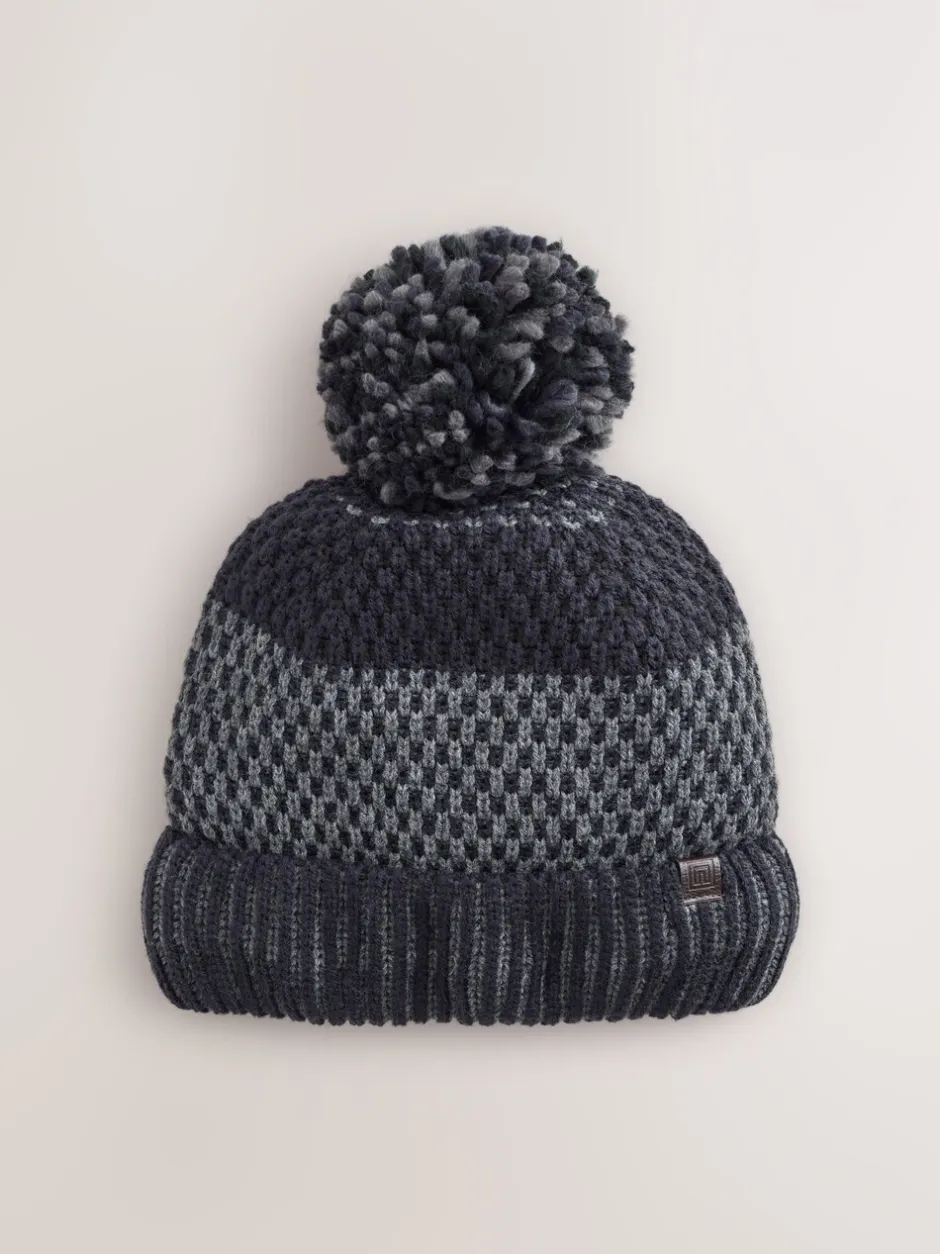 Mutsen, Sjaals En Handschoenen|Next Donkerblauw - Stripe Bobble Hat