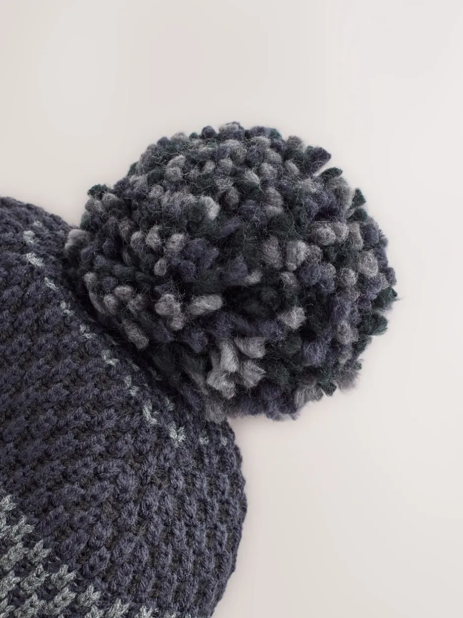 Mutsen, Sjaals En Handschoenen|Next Donkerblauw - Stripe Bobble Hat