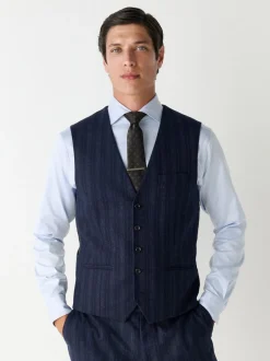 Vesten*Next Donkerblauw - Striped Wool Blend Suit Waistcoat