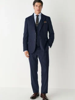 Vesten*Next Donkerblauw - Striped Wool Blend Suit Waistcoat