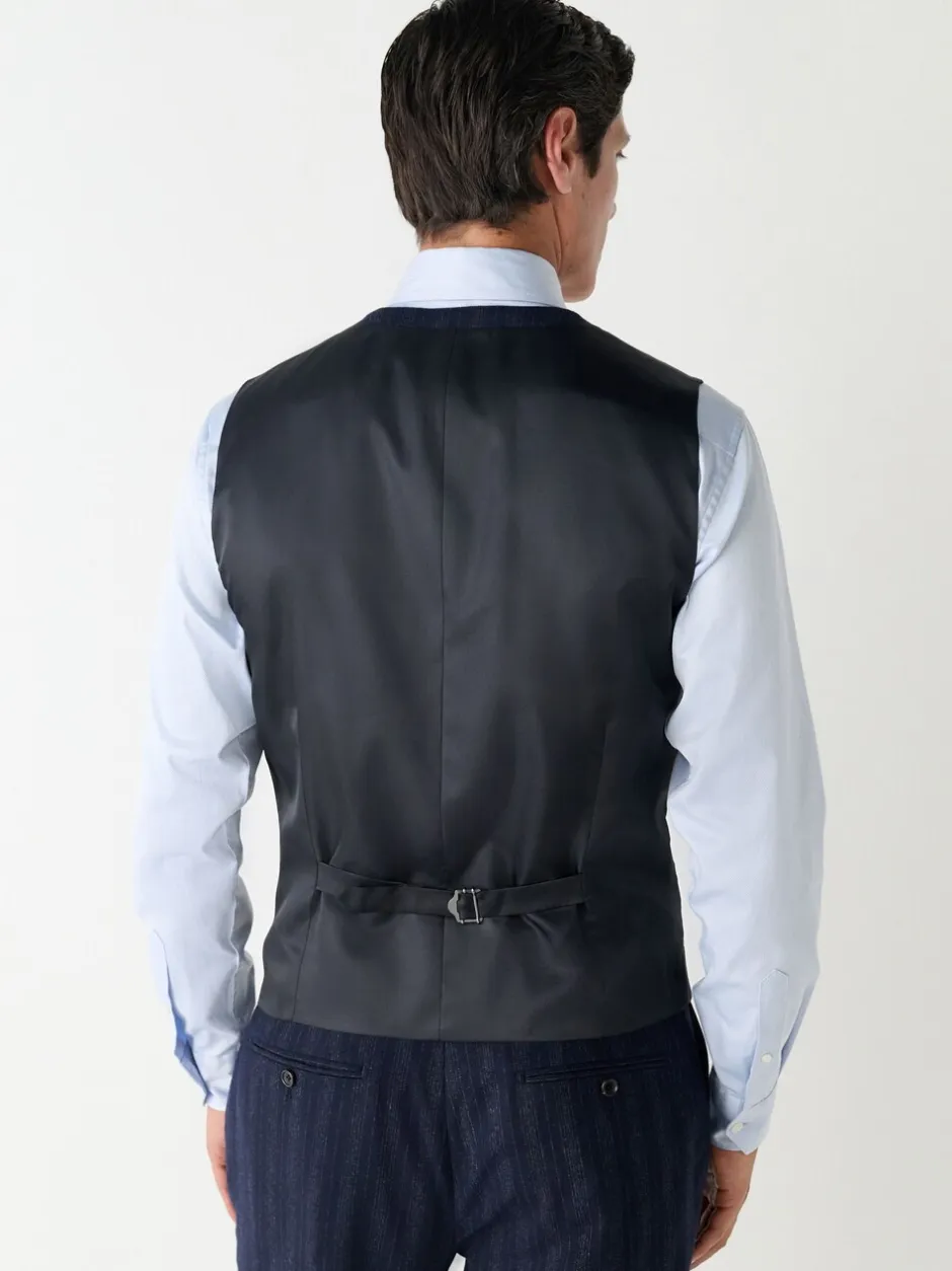 Vesten*Next Donkerblauw - Striped Wool Blend Suit Waistcoat