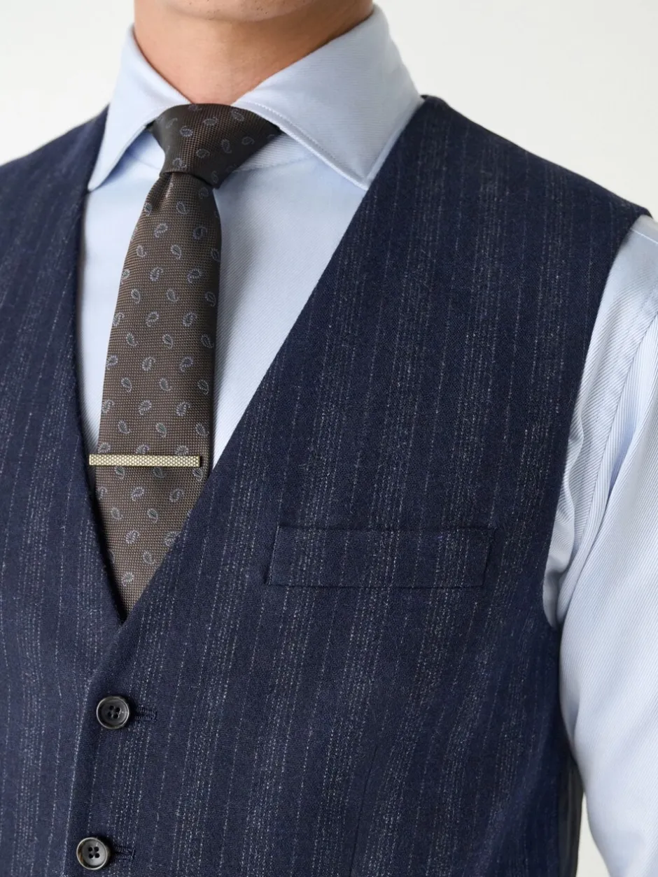 Vesten*Next Donkerblauw - Striped Wool Blend Suit Waistcoat