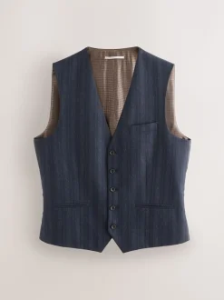 Vesten*Next Donkerblauw - Striped Wool Blend Suit Waistcoat