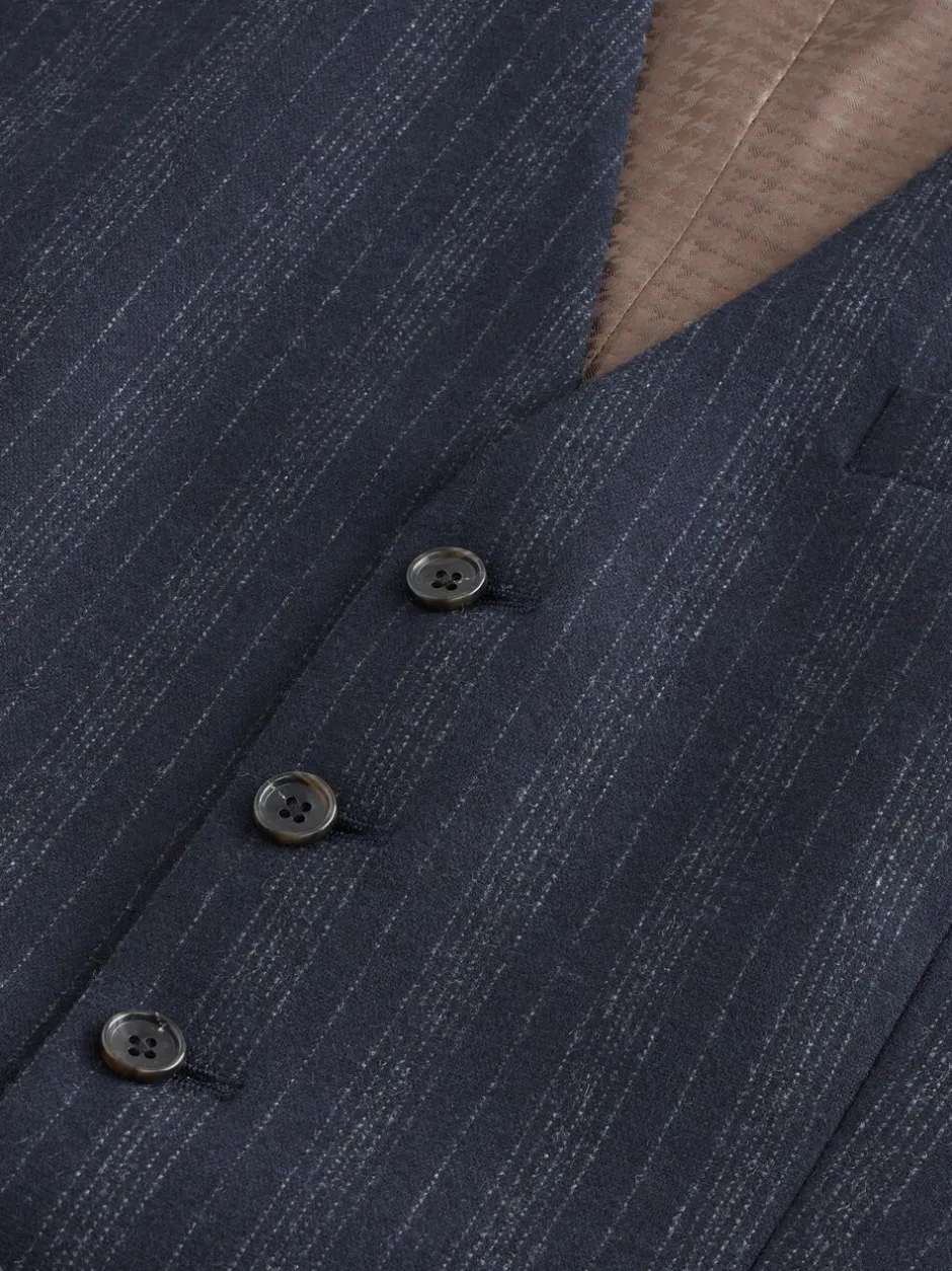 Vesten*Next Donkerblauw - Striped Wool Blend Suit Waistcoat