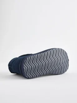 Pantoffels*Next - Suède enkellaarsjes met warme voering Donkerblauw