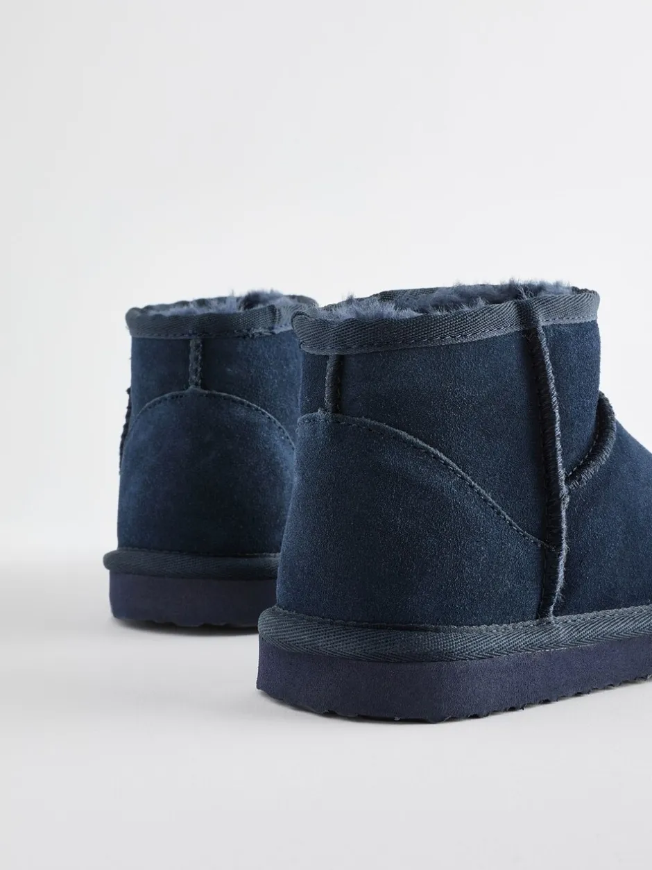 Pantoffels*Next - Suède enkellaarsjes met warme voering Donkerblauw