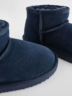 Pantoffels*Next - Suède enkellaarsjes met warme voering Donkerblauw