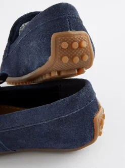 Gelegenheidskleding|Next Donkerblauw - Suede Slip-Ons Loafer Shoes