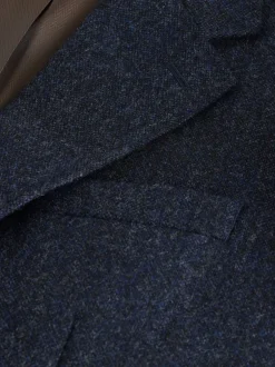 Pakken|Next - Tailored Fit Signature Abraham Moon 100% British Wool Donegal Suit Jacket Donkerblauw