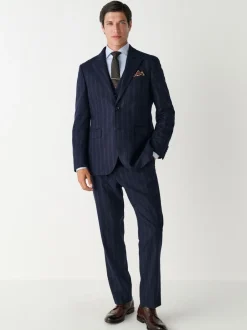 Blazers En Business-Jasjes|Pakken|Next Donkerblauw - Tailored Fit Striped Wool Blend Suit Jacket