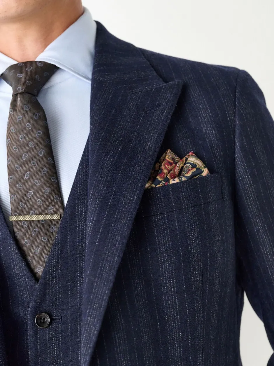 Blazers En Business-Jasjes|Pakken|Next Donkerblauw - Tailored Fit Striped Wool Blend Suit Jacket