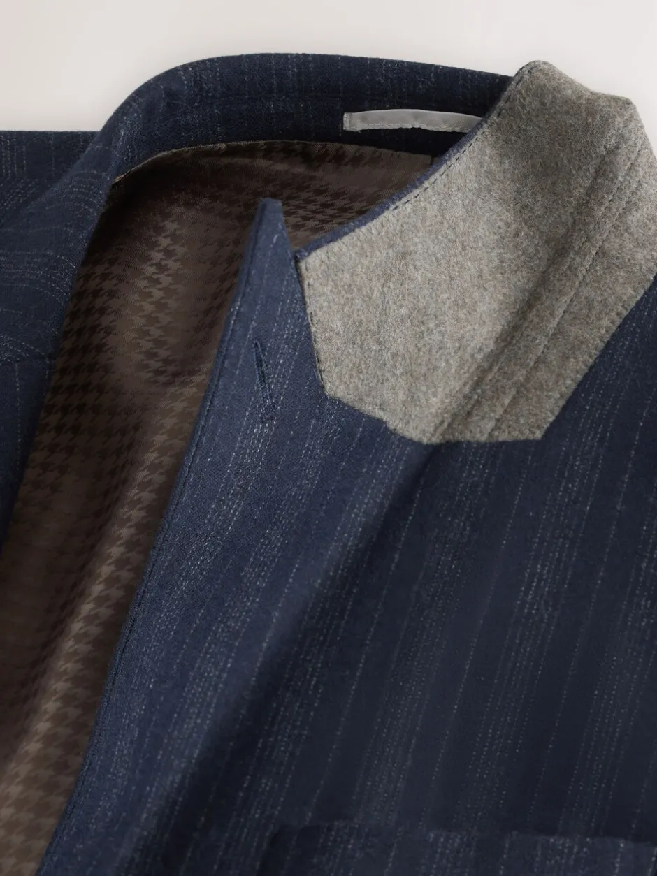 Blazers En Business-Jasjes|Pakken|Next Donkerblauw - Tailored Fit Striped Wool Blend Suit Jacket