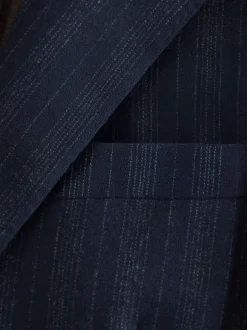 Blazers En Business-Jasjes|Pakken|Next Donkerblauw - Tailored Fit Striped Wool Blend Suit Jacket