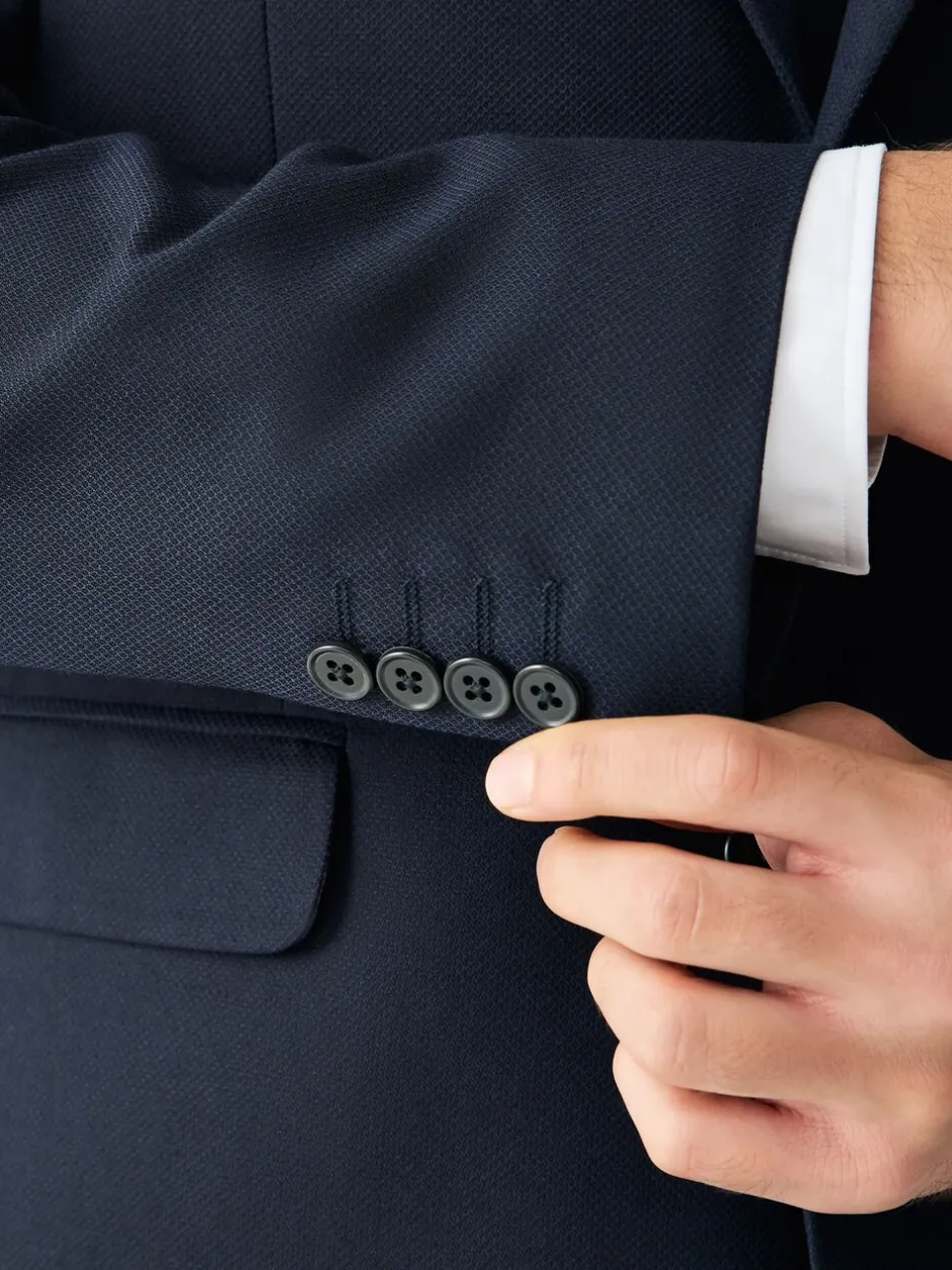 Blazers En Business-Jasjes|Pakken|Next - Tailored fit - Kostuum met textuur: colbert Donkerblauw