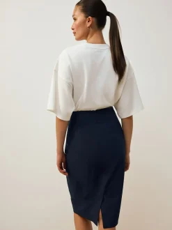 Kostuums En Werkkleding*Next - Tailored Pencil Skirt With Wool Donkerblauw