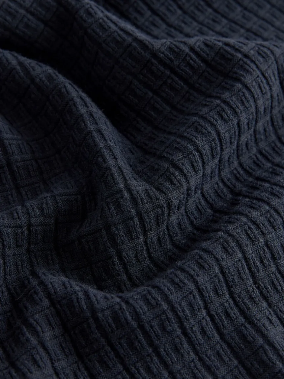Gebreide Kleding|Poloshirts|Next - Textuur - Regular Fit Essential Long Sleeve Knitted Polo Shirt Donkerblauw