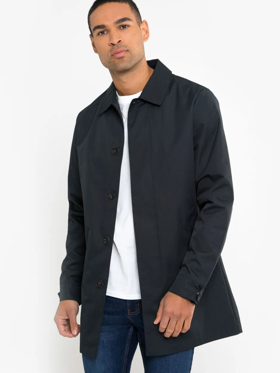 Jassen En Jacks*Threadbare - Showerproof Longline Trench Coat Donkerblauw