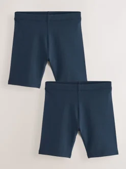Schoolkleding|Shorts En Rokken|Next - Verpakking van 2 stretchy fietsshorts met hoog katoengehalte (3-16jr) Donkerblauw