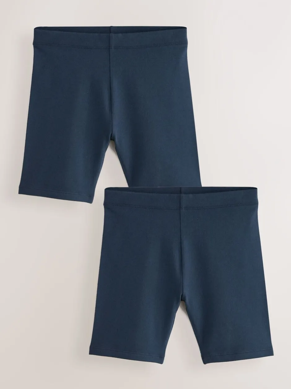 Schoolkleding|Shorts En Rokken|Next - Verpakking van 2 stretchy fietsshorts met hoog katoengehalte (3-16jr) Donkerblauw