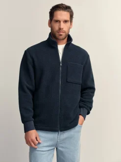 Jassen En Jacks|Next - Volledig doorlopende rits - Borg Fleece Donkerblauw