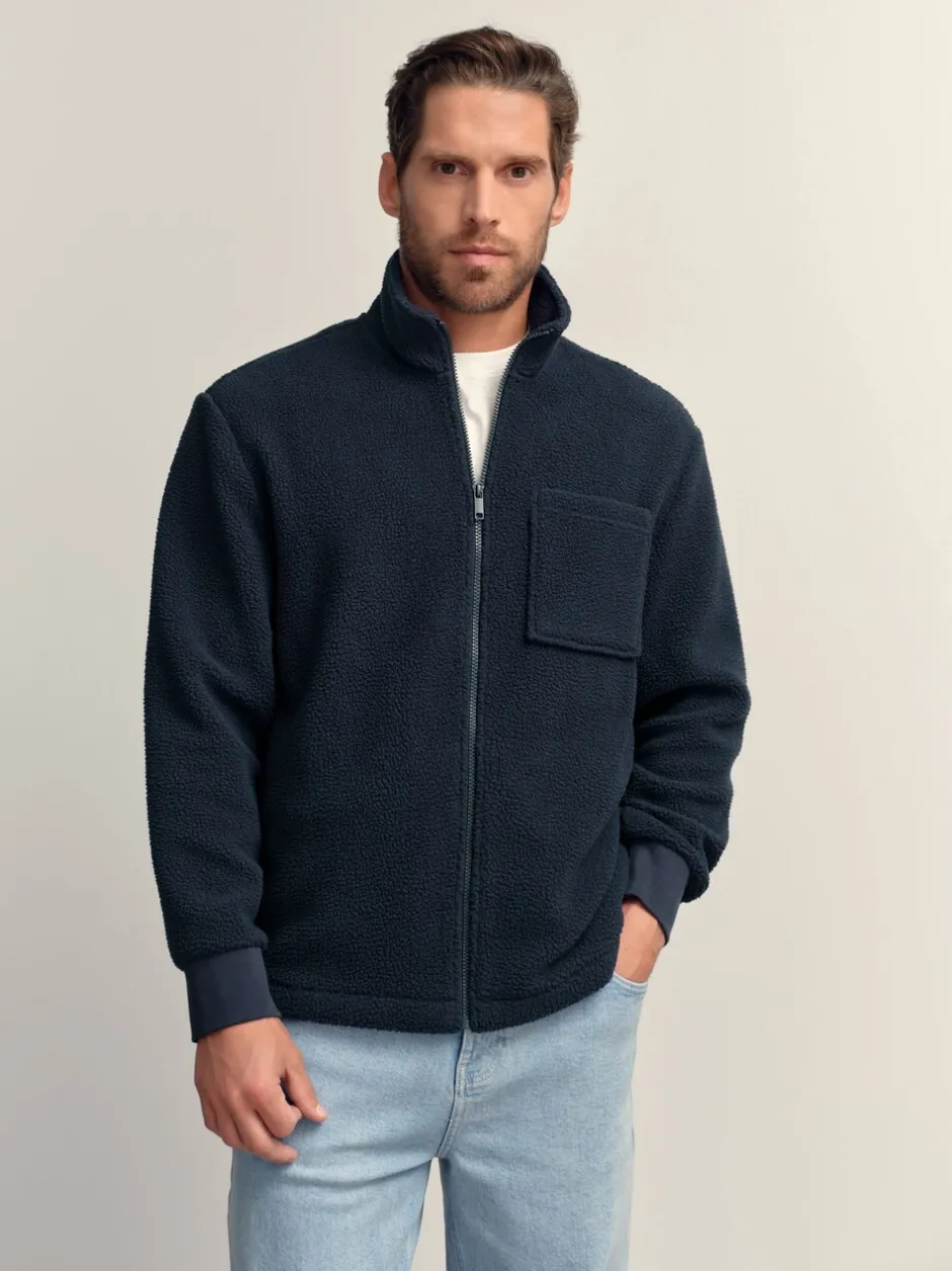 Jassen En Jacks|Next - Volledig doorlopende rits - Borg Fleece Donkerblauw