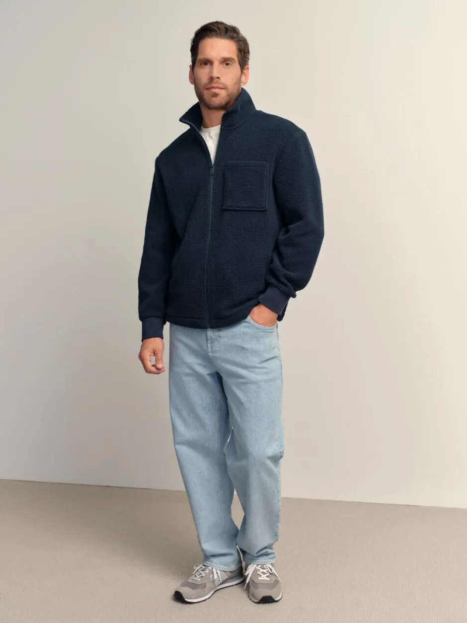 Jassen En Jacks|Next - Volledig doorlopende rits - Borg Fleece Donkerblauw