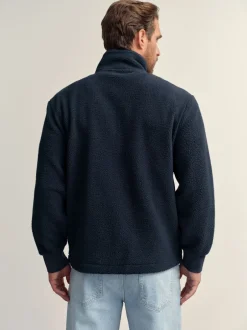 Jassen En Jacks|Next - Volledig doorlopende rits - Borg Fleece Donkerblauw
