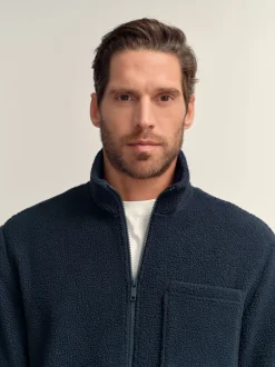 Jassen En Jacks|Next - Volledig doorlopende rits - Borg Fleece Donkerblauw
