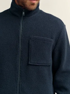 Jassen En Jacks|Next - Volledig doorlopende rits - Borg Fleece Donkerblauw
