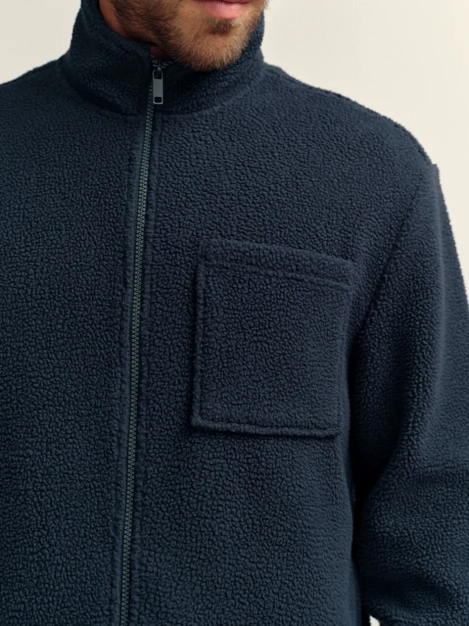 Jassen En Jacks|Next - Volledig doorlopende rits - Borg Fleece Donkerblauw