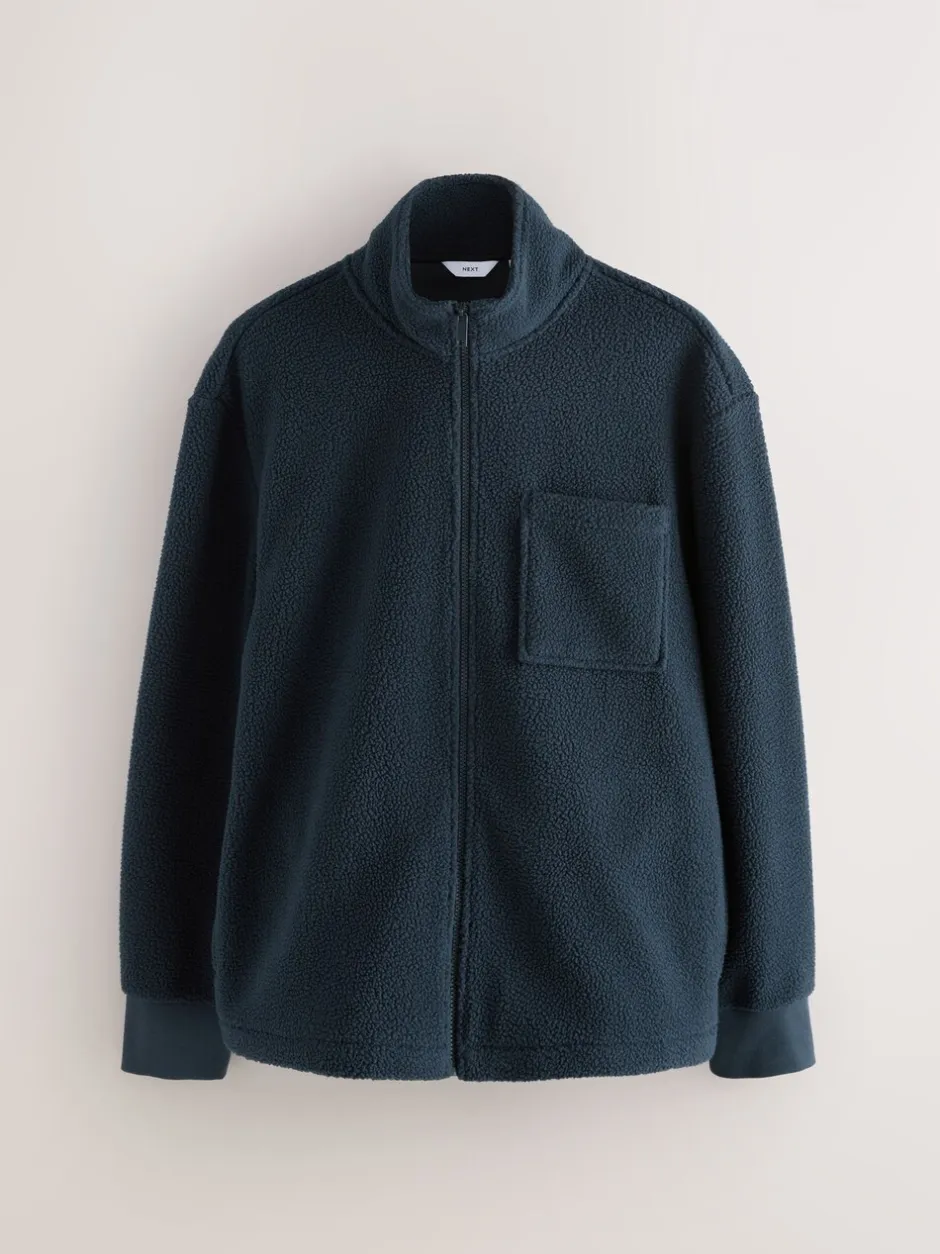 Jassen En Jacks|Next - Volledig doorlopende rits - Borg Fleece Donkerblauw