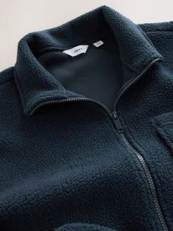 Jassen En Jacks|Next - Volledig doorlopende rits - Borg Fleece Donkerblauw