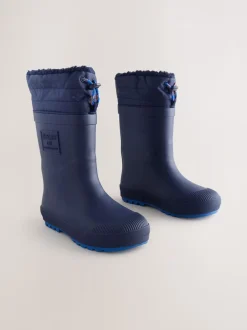 Laarzen|Next - Warme gevoerde regenlaarzen met rand Donkerblauw