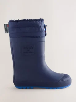 Laarzen|Next - Warme gevoerde regenlaarzen met rand Donkerblauw