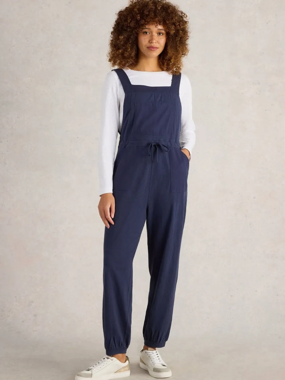 Jumpsuits En Playsuits|White Stuff - Dungarees van jersey, 100% katoen, Daphne Donkerblauw