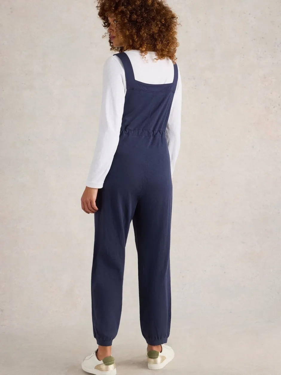 Jumpsuits En Playsuits|White Stuff - Dungarees van jersey, 100% katoen, Daphne Donkerblauw