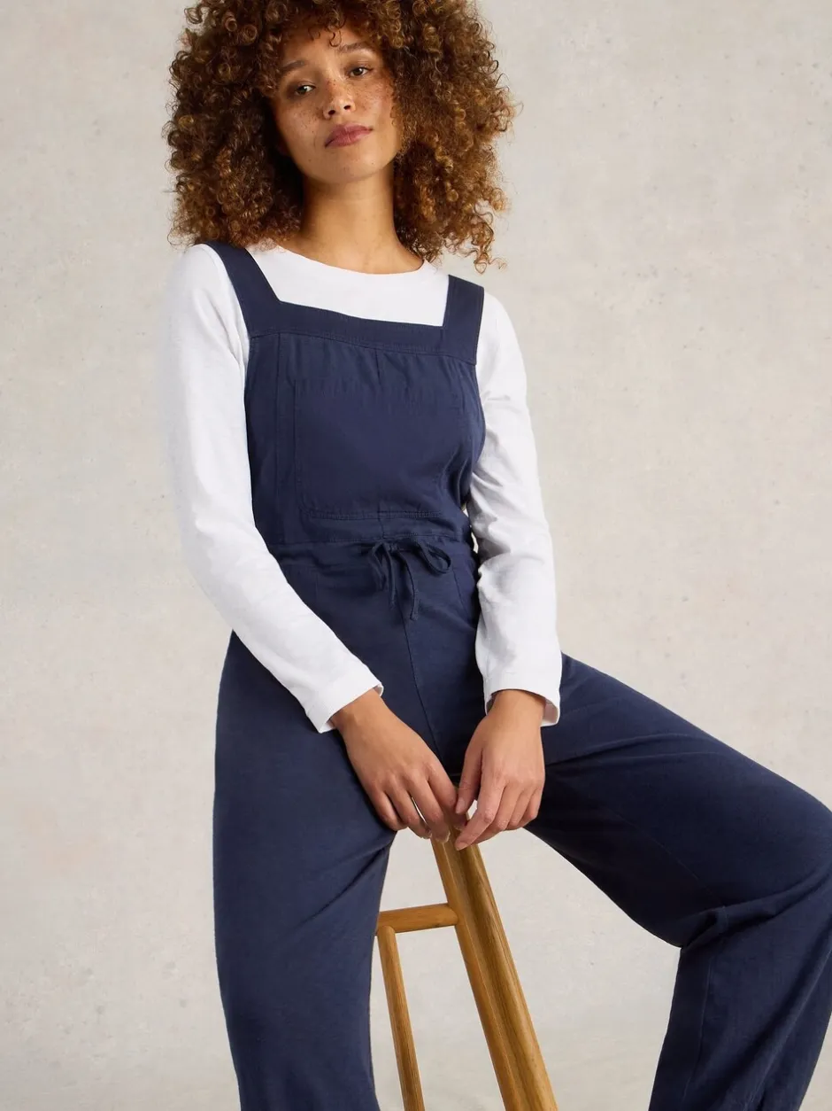Jumpsuits En Playsuits|White Stuff - Dungarees van jersey, 100% katoen, Daphne Donkerblauw