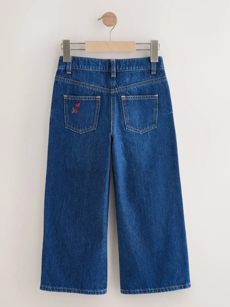Jeans|Next Donkerblauw - Wijde jeans met Bloemenprint en versieringen (3-16jr)