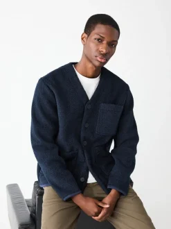 Jassen En Jacks|Sweaters En Hoody´S|Next - Wool Look Fleece Cardigan Donkerblauw