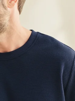 Pyjama's|Next - Zachte pyjama met top met wafeldessin en lange mouwen Donkerblauw