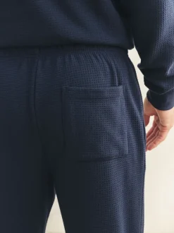 Pyjama's|Next - Zachte pyjama met top met wafeldessin en lange mouwen Donkerblauw