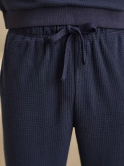 Pyjama's|Next - Zachte pyjama met top met wafeldessin en lange mouwen Donkerblauw
