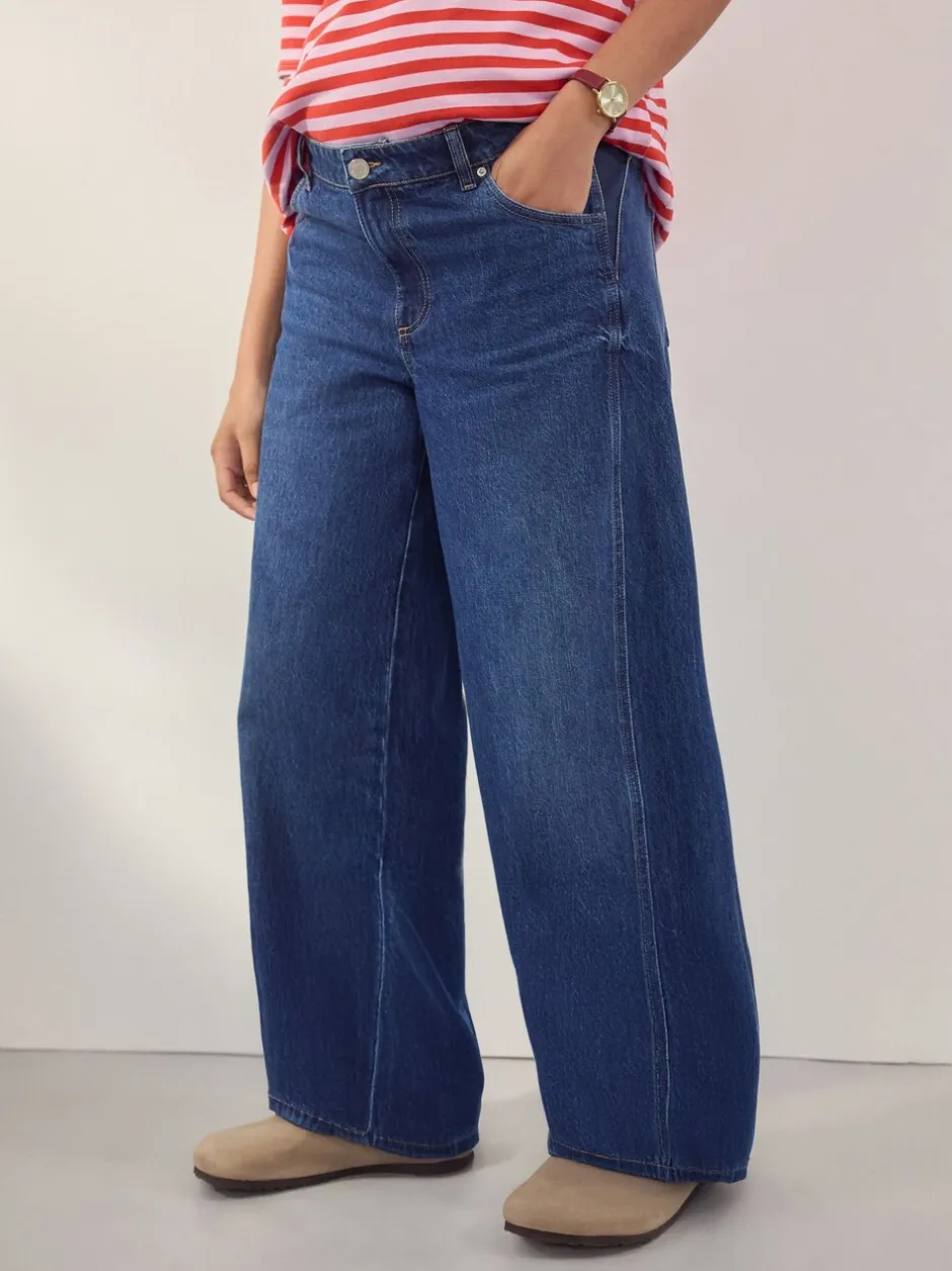 Jeans|Moederschap*Next - Zwangerschapsjeans met wijde pijpen van 100% katoen Donkerblauw