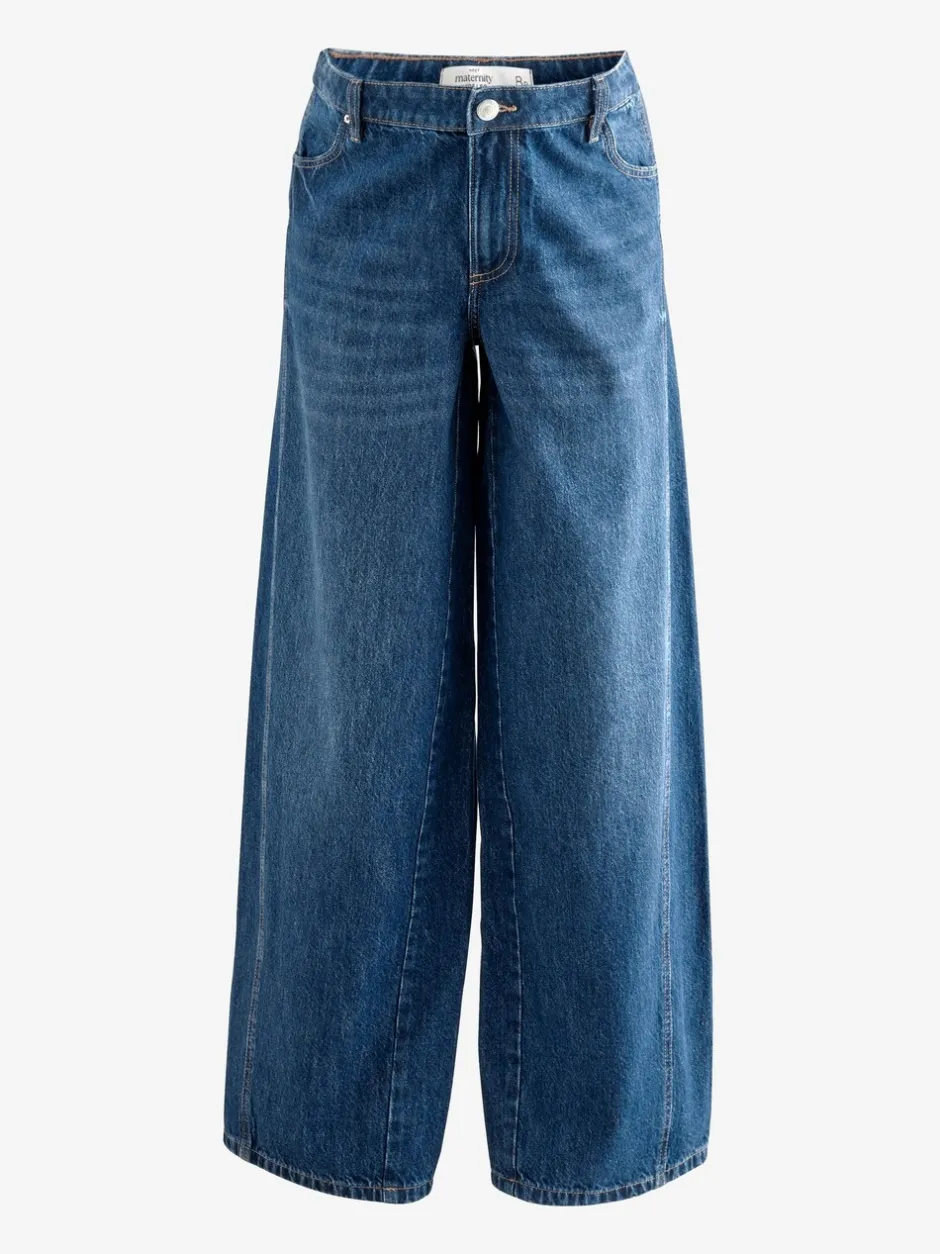 Jeans|Moederschap*Next - Zwangerschapsjeans met wijde pijpen van 100% katoen Donkerblauw