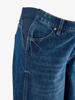 Jeans|Moederschap*Next - Zwangerschapsjeans met wijde pijpen van 100% katoen Donkerblauw