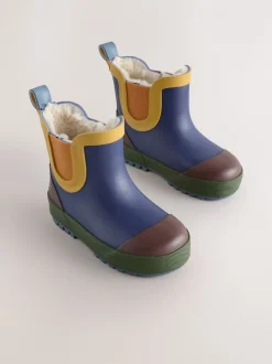 Laarzen*Next Donkerblauw colourblocking - Warme gevoerde enkellaarzen